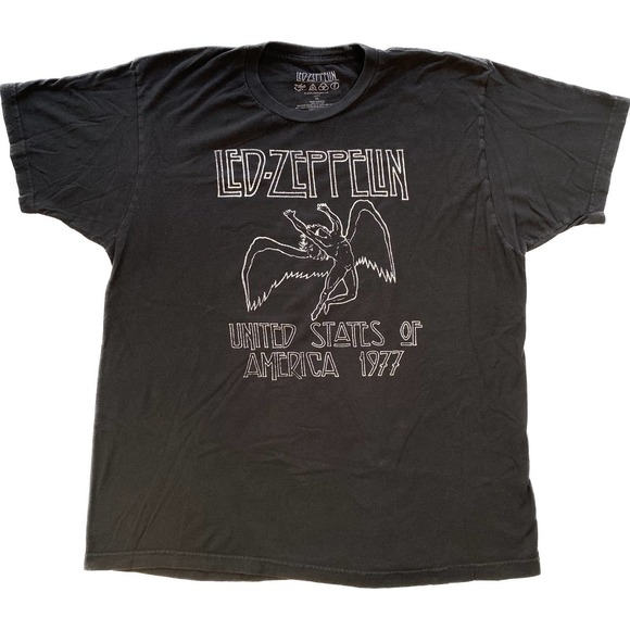 Mythgem Ltd. Other - Led Zeppelin Black T-Shirt, Men's Size XL, White Graphic Print, 100% Cotton